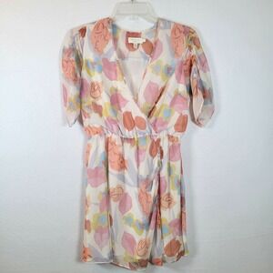 Ted Baker London Womens Juleah Floral Faux Wrap Dress Pastel Size 1 US 4 Pink